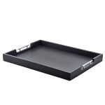 GenWare Solid Black Butlers Tray with Metal Handles 65 x 49cm