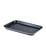 Enamel Serving Tray Black with White Rim 33.5x23.5x2.2cm - Pack of 6