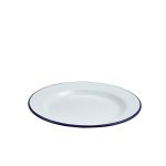 Enamel Wide Rim Plate White & Blue 24cm - Pack of 12