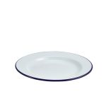 Enamel Wide Rim Plate White & Blue 26cm - Pack of 12