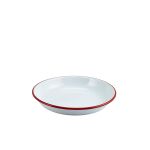 Enamel Rice/ Pasta Plate White with Red Rim 20cm - Pack of 12