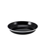 Enamel Rice/ Pasta Plate Black with White Rim 24cm - Pack of 12