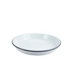 Enamel Rice/ Pasta Plate White with Grey Rim 24cm - Pack of 12
