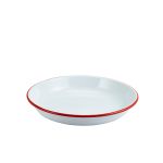 Enamel Rice/ Pasta Plate White with Red Rim 24cm - Pack of 12