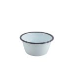 Enamel Round Deep Pie Dish White with Grey Rim 12cm - Pack of 12