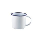 Enamel Mug White with Blue Rim 36cl/ 12.5oz - Pack of 12
