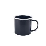 Enamel Mug Black with White Rim 36cl/ 12.5oz - Pack of 12