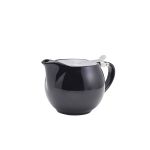 GenWare Porcelain Black Teapot with St/ St Lid & Infuser 50cl/ 17.6oz - Pack of 6