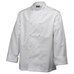 Economy White Long Sleeve Press Stud Button Chef Jacket