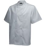 Economy White Short Sleeve Press Stud Button Chef Jacket