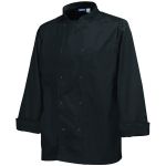 Economy Black Long Sleeve Press Stud Button Chef Jacket