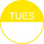 Round Day Dot Labels Tuesday (Yellow)