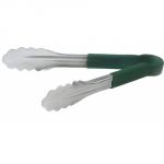 Stainless Steel Colour Coded Tongs Green Handle 12 inch