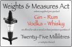Silver Spirits Served In 25ml Measures Sign