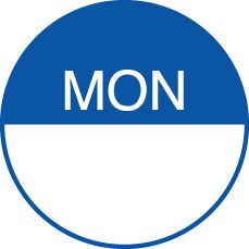 Round Day Dot Labels Monday (Blue)