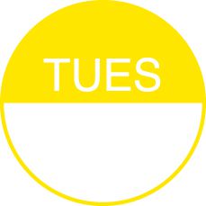 Round Day Dot Labels Tuesday (Yellow)