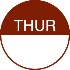 Round Day Dot Labels Thursday (Brown)
