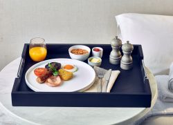 GenWare Solid Black Butlers Tray with Metal Handles 65 x 49cm