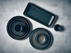 Terra Porcelain Black Low Presentation Plate 21cm - Pack of 6