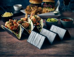 GenWare Melamine Matt Black Fast Food Stand 2 Slot - Pack of 12