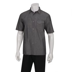 Chef Works Unisex Detroit Denim Short Sleeve Shirt Black