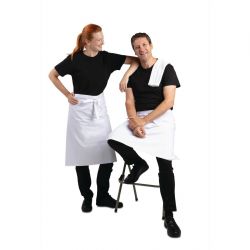 Whites Bistro Apron Polycotton White with Pocket