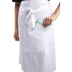 Whites Bistro Apron Polycotton White with Pocket
