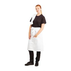 Whites Bistro Apron Polycotton White with Pocket