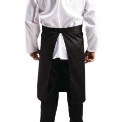 Whites Bistro Apron Polycotton Black with Pocket 1000x700mm
