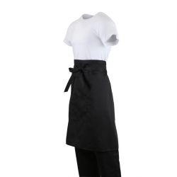 Whites Bistro Apron Polycotton Black with Pocket 1000x700mm