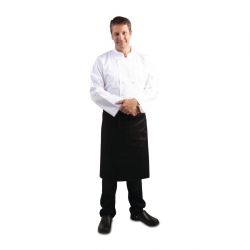 Whites Bistro Apron Polycotton Black with Pocket 1000x700mm