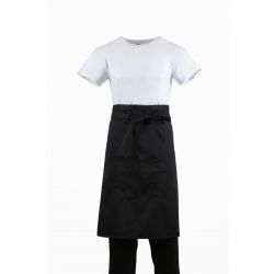 Whites Bistro Apron Polycotton Black with Pocket 1000x700mm