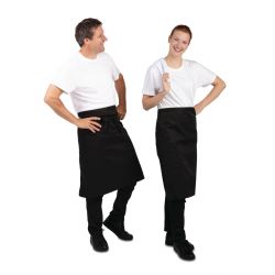 Whites Bistro Apron Polycotton Black with Pocket 1000x700mm