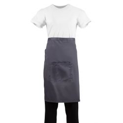 Whites Bistro Apron Polycotton Charcoal with Pocket