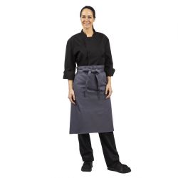 Whites Bistro Apron Polycotton Charcoal with Pocket