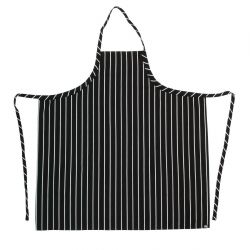 Chef Works Premium Woven Bib Apron Black and White Stripe