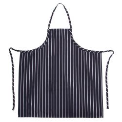 Chef Works Premium Woven Bib Apron Navy & White Stripe