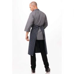 Chef Works Premium Woven Bib Apron Navy & White Stripe