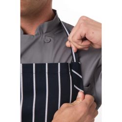 Chef Works Premium Woven Bib Apron Navy & White Stripe