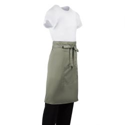 Whites Bistro Apron Polycotton Olive with Pocket