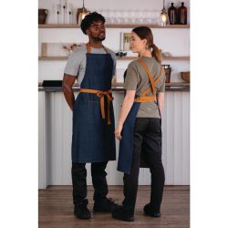 Southside X-Cross Back Bib Apron Denim Blue with Tan Ties