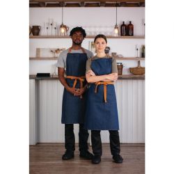 Southside X-Cross Back Bib Apron Denim Blue with Tan Ties