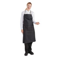 Southside Bib Apron Denim Black with Grey Ties