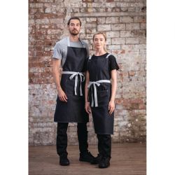 Southside Bib Apron Denim Black with Grey Ties