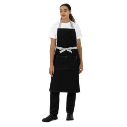 Southside Bib Apron Denim Black with Grey Ties
