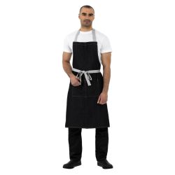 Southside Bib Apron Denim Black with Grey Ties