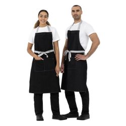 Southside Bib Apron Denim Black with Grey Ties