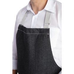 Southside Bib Apron Denim Black with Grey Ties