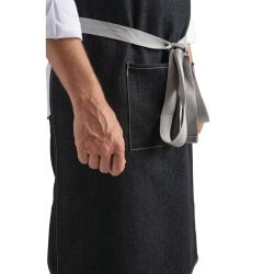 Southside Bib Apron Denim Black with Grey Ties