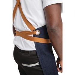 Southside X-Cross Back Bib Apron Denim Blue with Tan Ties